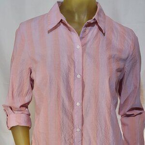 NINE WEST Pink and Coral Button-Up Blouse